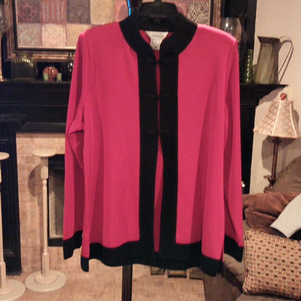 Misook Elegant Red and Black Knitwear/Jacket Large - Picture 2 of 10